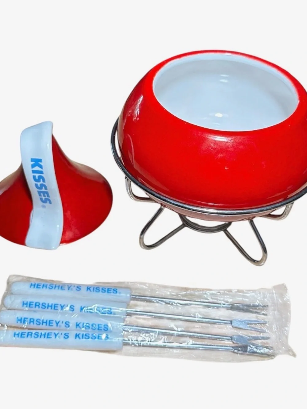 Hershey's Kisses Dessert Fondue - Red Fondue Pot
